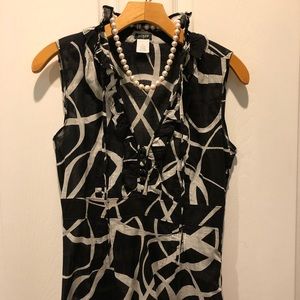 EUC J Crew sleeveless black white blouse